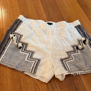 J Crew White and Black linen Shorts